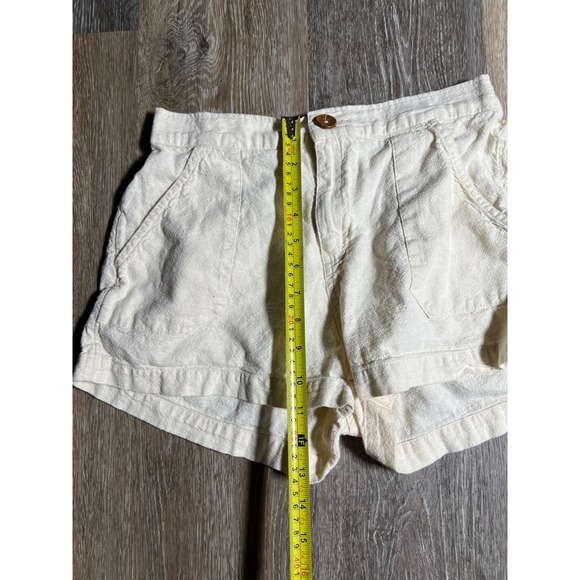 Roxy Linen Blend Shorts Womens Medium Cream Good Coastal Beach Casual - Picture 4 of 5